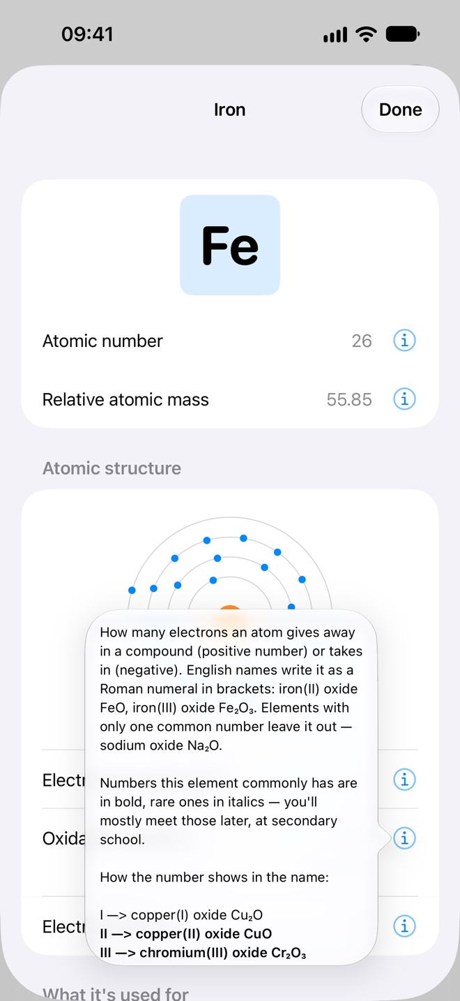 An explanation of oxidation states in the details of iron